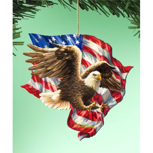 Designocracy american liberty eagle wooden ornaments set of 2 by dona gelsinger