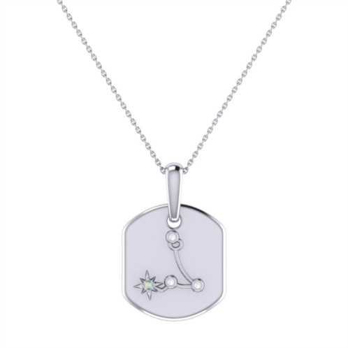 Monary pisces two fish aquamarine & diamond constellation tag pendant necklace in sterling silver
