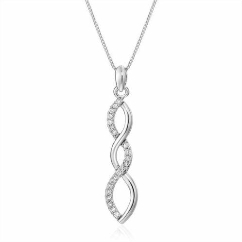 Vir Jewels 1/10 cttw diamond wave pendant in 10k white gold with 18 inch chain