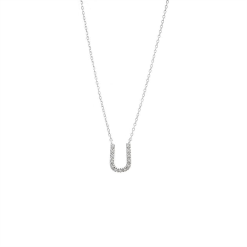 Monary silver diamond initial u necklace