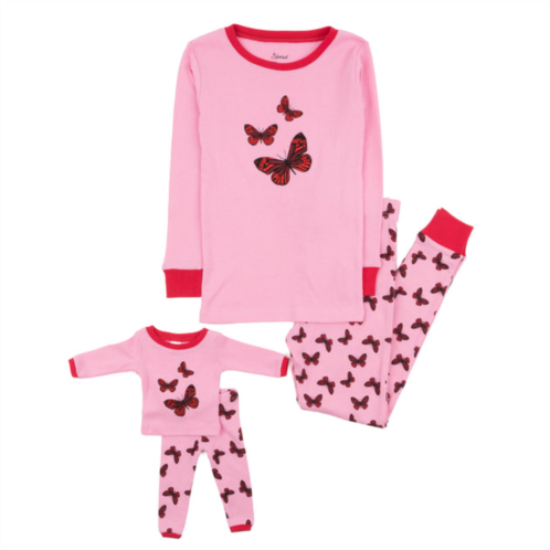 Leveret girls and matching doll cotton pajamas butterfly