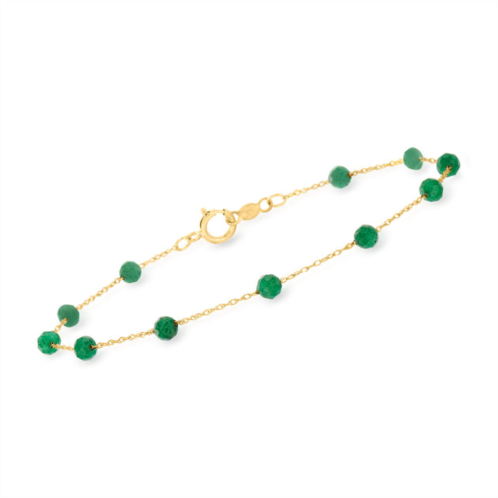 RS Pure by ross-simons emerald bead station bracelet in 14kt yellow gold