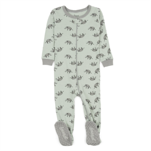 Leveret kids footed cotton pajamas gray elephant