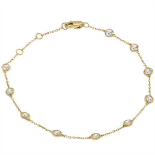 Monary 3/4 carat tw bezel set genuine diamond station bracelet in 14k yellow gold