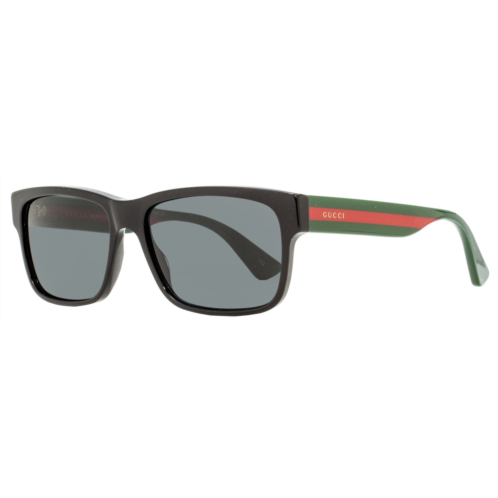 Gucci mens rectangular sunglasses gg0340s 006 black/green/red 58mm