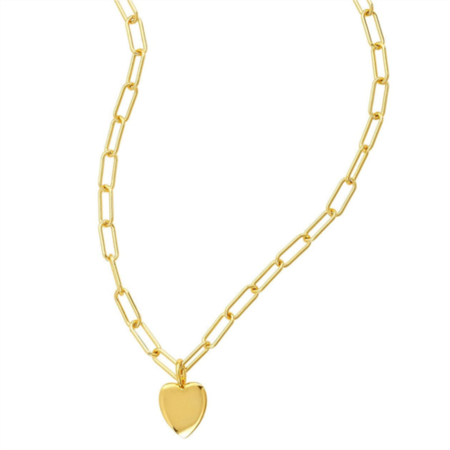 Adornia 25 heart charm paper clip chain necklace gold