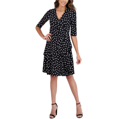 Signature By Robbie Bee womens dotted tiered mini dress