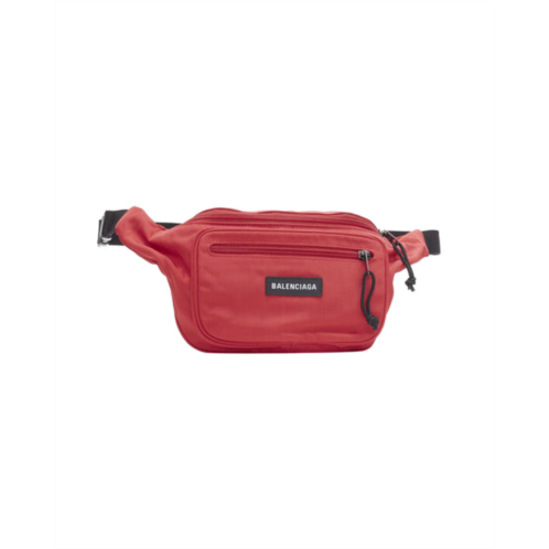 Balenciaga new demna red logo dual pocket nylon black waist belt crossbody bag