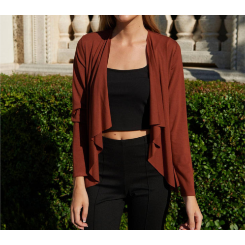 Veronica M dalia drape front blazer in cognac