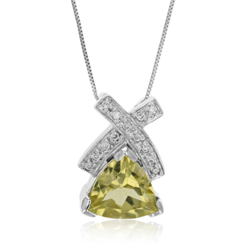 Vir Jewels 1.80 cttw pendant necklace, lemon quartz trillion shape pendant necklace for women in .925 sterling silver with rhodium, 18 inch chain, prong setting