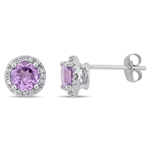 Mimi & Max amethyst halo earrings with diamonds in 10k white gold