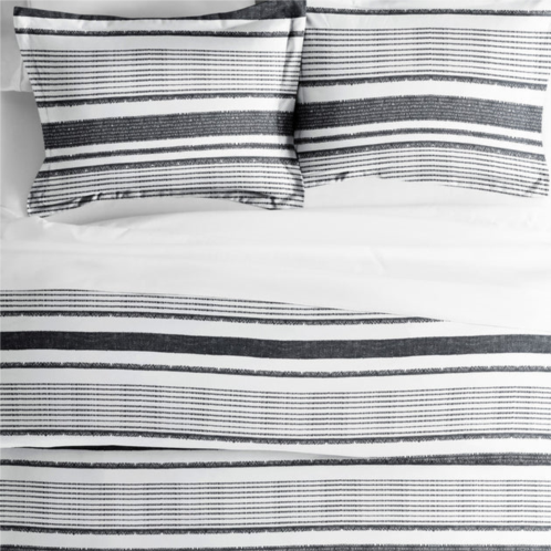 Ienjoy Home vintage stripes light gray pattern duvet cover set ultra soft microfiber bedding, full/queen