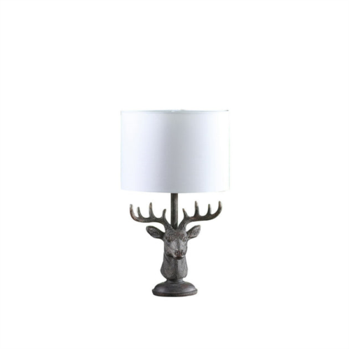 Simplie Fun 18 in stag elk deer bust rustic gray polyresin table lamp