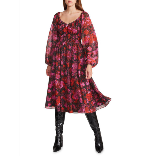 Steve Madden laine womens chiffon floral print fit & flare dress