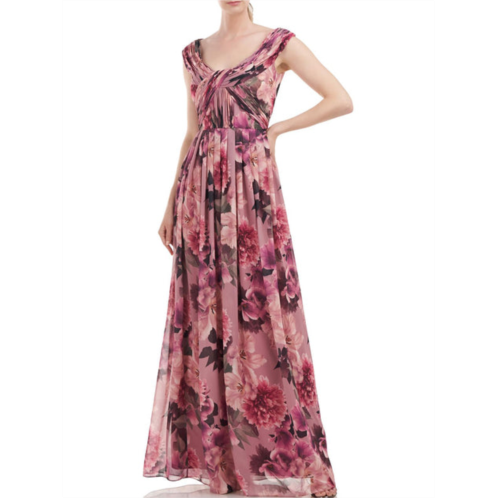 Kay Unger New York womens floral pleated evening dress