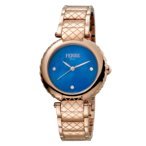 Ferre Milano womens silver ,.inner white mop dial stainless steel watch
