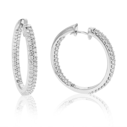 Vir Jewels 2 cttw round cut lab grown diamond hoop earrings in .925 sterling silver prong set 1 inch