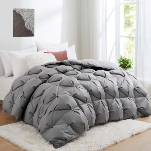 Puredown luxury 93% down comforter white goose down 800 fill power, winter comforter 100% cotton cover -grey