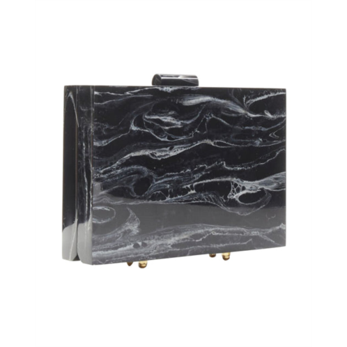black white marble print acrylic gold hardware box clutch bag