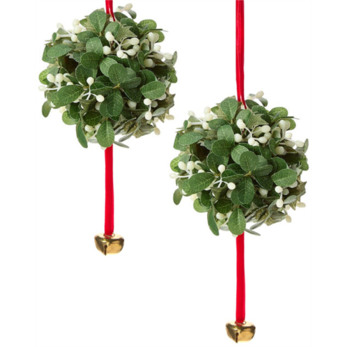 Kurt Adler 2pc mistletoe ball christmas ornaments