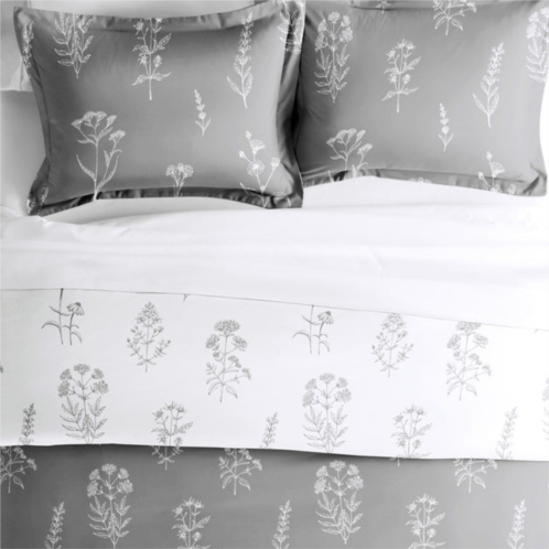 Ienjoy Home botany floral light gray reversible pattern duvet cover set ultra soft microfiber bedding