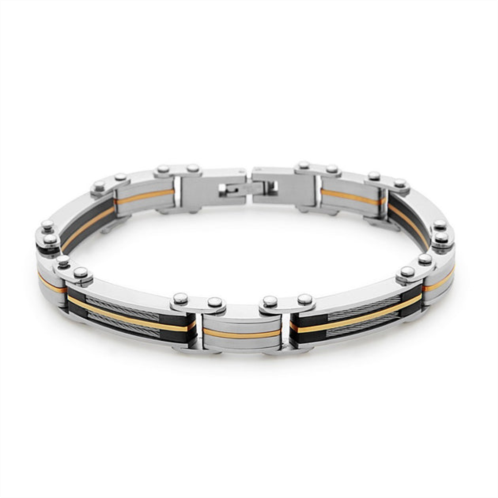 Metallo stainless steel cable and links bracelet