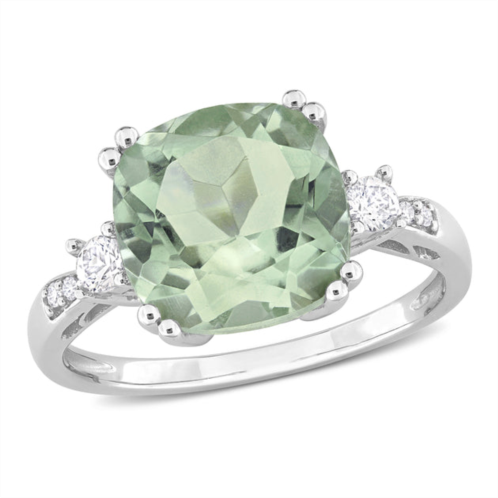 Mimi & Max 3 2/3ct tgw green quartz created white sapphire and diamond accent cocktail ring in 10k white gold