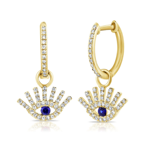 Diana M. 14k yg 1.75gr fashion earrings 94 diamonds 0.20c 2 sapphires 0.06