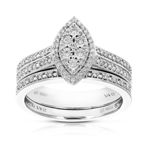 Vir Jewels 1/4 cttw round cut lab grown diamond wedding engagement ring bridal set .925 sterling silver