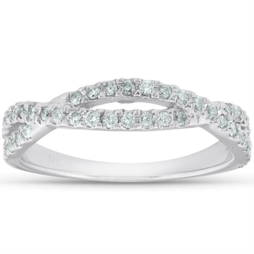 Pompeii3 3/8ct diamond wedding ring womens infinity crossover band 14k white gold
