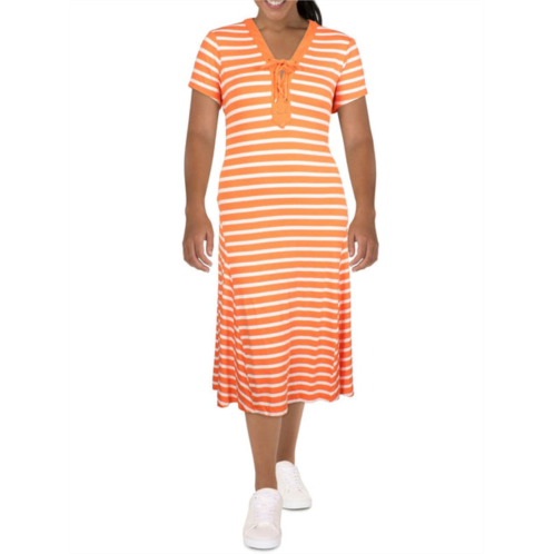 POLO Ralph Lauren womens striped lace-up midi dress
