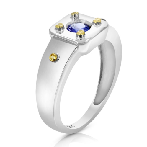 Vir Jewels 1/4 cttw tanzanite ring in .925 sterling silver with rhodium round plating shape