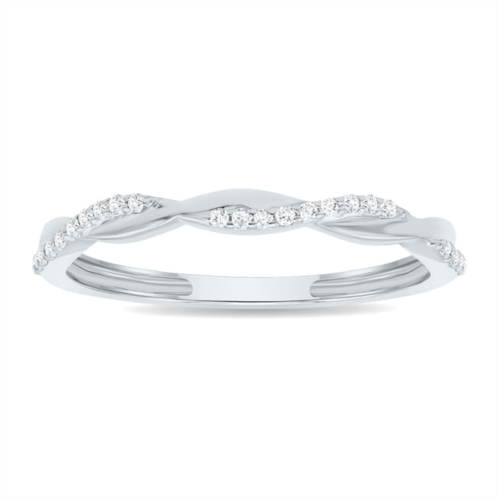 Monary womens 1/10 carat tw diamond braided wedding band in 10k white gold