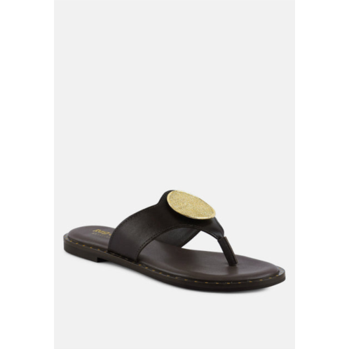 Rag & Co kathleen embellished brown slip-on thong sandals