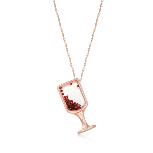 Ross-Simons garnet wine glass pendant necklace in 14kt rose gold