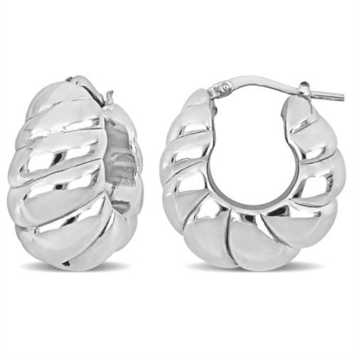 Mimi & Max 22 mm ribbed hoop earrings in sterling silver