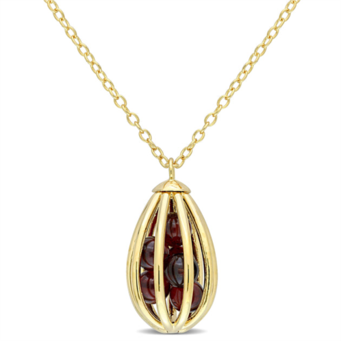 Mimi & Max 3 5/8 ct tgw garnet cage pendant with chain in yellow plated sterling silver
