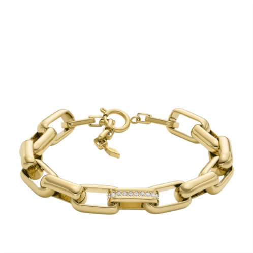 Fossil womens archival glitz gold-tone brass chain bracelet