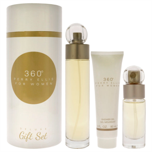 Perry Ellis 360 by for women - 3 pc gift set 3.4oz edt spray, 0.25oz edt spray 3oz shower gel