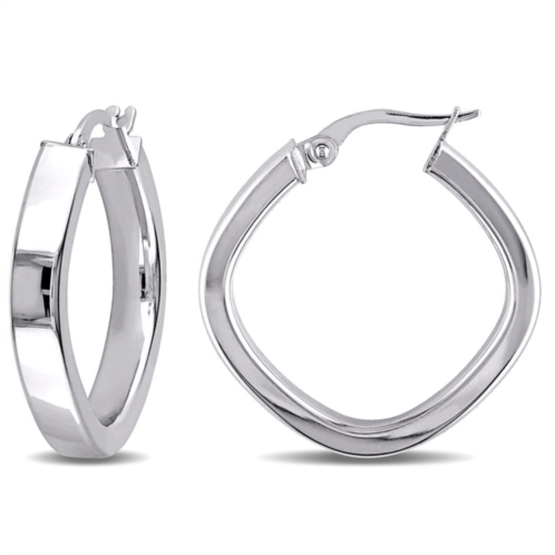Mimi & Max geometric hoop earrings in 10k polished white gold