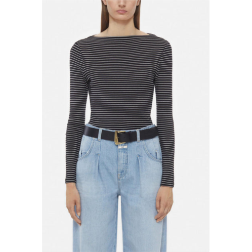CLOSED high neck long sleeve top in black stripe