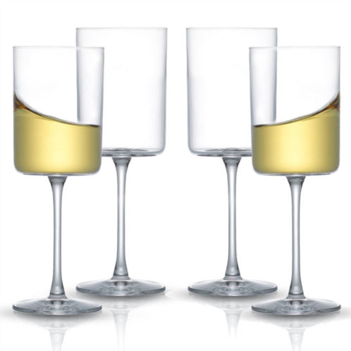 JoyJolt claire cyrstal cylinder white wine glasses - 11.4 oz - set of 4