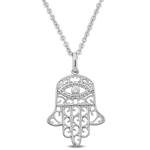 Mimi & Max hamsa charm pendant with chain in sterling silver - 17.5+1.5 in