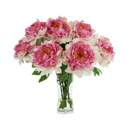 Creative Displays peony floral arrangement in a tall glass vase