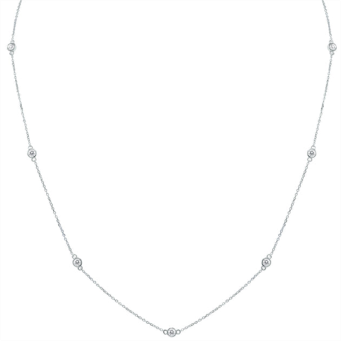 Monary 3/4 carat tw bezel set diamond station necklace in 14k white gold