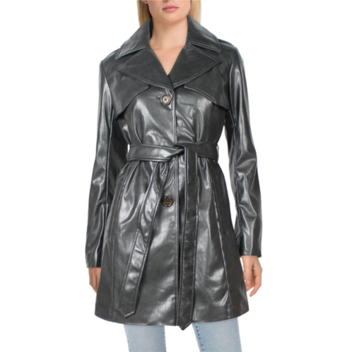 Sam Edelman womens faux leather cold weather trench coat