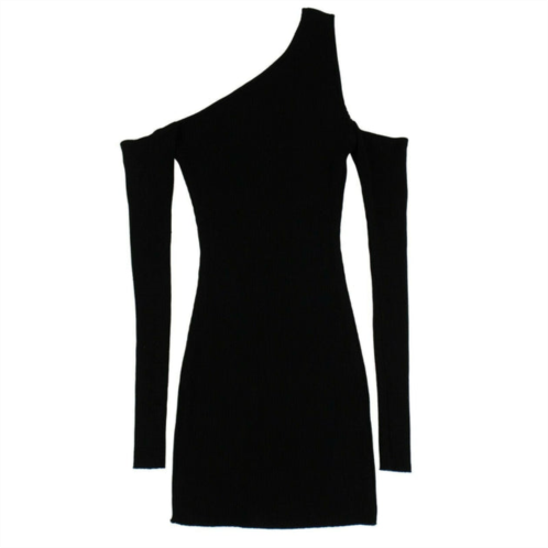 Amiri womens off shoulder rib knit mini dress - black