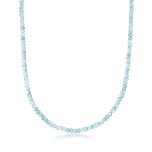 Ross-Simons aquamarine bead necklace in 14kt yellow gold with magnetic clasp