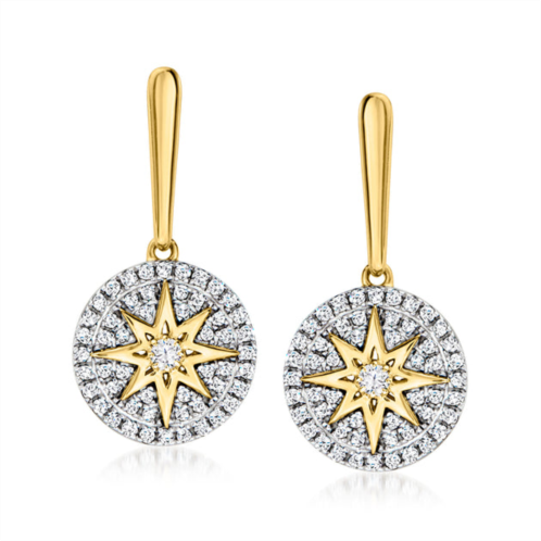 Ross-Simons diamond star disc drop earrings in 18kt gold over sterling