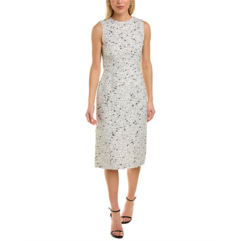 Oscar de la Renta silk-lined marble tweed wool-blend sheath dress